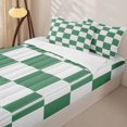 thumbnail image 3 of Erosebridal Geometric Check Print Zipper Twin Comforter Sets with Fitted Sheet and 2 Pillowcases,Green Gingham Zipper Bedding Set For Boys,4 Pieces, 3 of 7