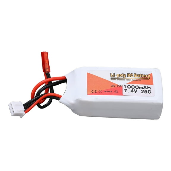 7.4V 1000mAh Lipo Battery, 25C Discharge Rate  JST Plug, For RC Cars, Boats  Helicopters