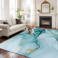 thumbnail image 2 of 5'x8' Area Rugs, Marble Teal Indoor Outdoor Area Rug for Living Room Bedroom, Golden Ink Painting Abstract Modern Washable Bathroom Rugs Kitchen Floor Carpet Mats Home Decor Aesthetic, 2 of 8
