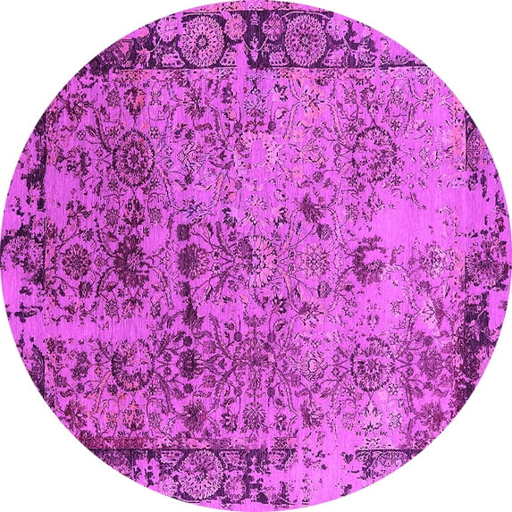 Ahgly Company Indoor Round Oriental Pink Industrial Area Rugs, 4' Round