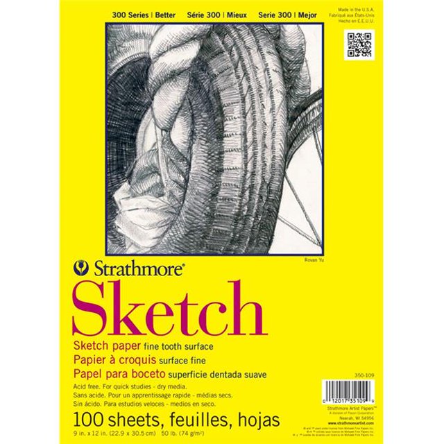 Strathmore ST350-114 14 Po x 17 Po 300 Series Bloc-Notes Relié à la Colle avec Couverture Rabattable Papier à Croquis - 100 Feuilles