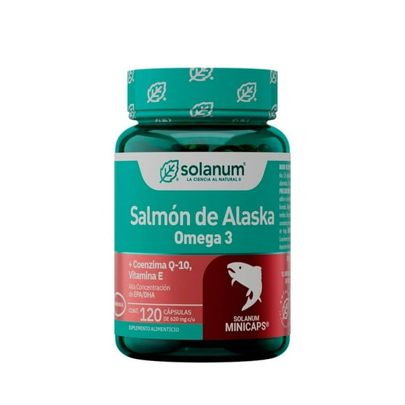 Suplemento alimenticio Solanum salmón de Alaska omega 3, 120 cápsulas de 620 mg c/u