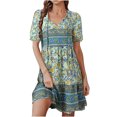 thumbnail image 1 of Vestidos de encaje con estampado floral de manga corta de verano para mujer Fridja  yut6649, 1 of 1