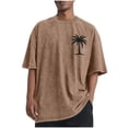 thumbnail image 2 of Blmnix Graphic Tees Tshirts Shirts for Men Pullover Cotton T Shirts Hawaiian Shirt Shirts Crew Neck Brown Elbow-Length Sweatshirt for Mens,XXL, 2 of 5