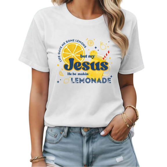 UNISHE Jesus Lemonade Womens Print Tshirt Graphic Tees White/Black S-5XL Tops