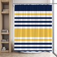 thumbnail image 3 of Navy Blue Yellow Shower Curtain Abstract Geometric Stripe Modern Contemporary Simple Fashion Boho Mid Century Bathroom Set Bathtub Accessories Polyester Fabric with Hooks 36Wx70H Inch, 3 of 6