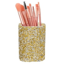 Uxcell Rhinestone Pen Organizer Holder, Glitter Cosmetics Storage Cup Makeup Brush Holder for Storage Home Office Decor, Round & Light Gold