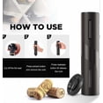 thumbnail image 3 of Automatic Wine Opener with Foil Cutter, One-touch Button Rechargeable Corkscrew Remover for Wine Bottles - Black Finish, 3 of 5