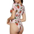 thumbnail image 3 of Naloa Floral Strawberr Women's Short-Sleeved Onesie, One-Piece Swimsuit for Parties, dates, clubs - Medium, 3 of 9