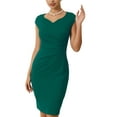thumbnail image 3 of INSPIRE CHIC Women's Sheath Dress Pleated Side Pencil Wear-to-Work Dress 2XL Green, 3 of 7