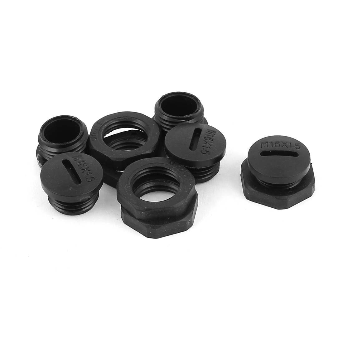 Unique Bargains M16 x 1.5mm Plastic Round Head Pipe Plug Adapter Black