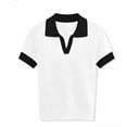 thumbnail image 5 of Tqcoqu Womens Puff Short Sleeve Polos V Neck Knitted Tops Casual Ribbed Shirt Pullover Blouse,White,Women's S-XXL, 5 of 5