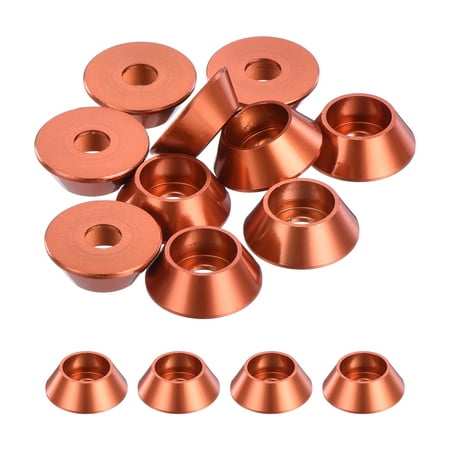 

M3 Cone Cup Washers Anodized Aluminum Gaskets for Screw RC/FPV/PC/Drone Pack of 10 (Orange)
