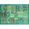 thumbnail image 1 of Ahgly Company Machine Washable Indoor Rectangle Abstract Turquoise Blue Modern Area Rugs, 5' x 8', 1 of 4