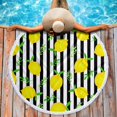 Lemon Black And White Stripes Microfiber Bath Towel for Bathroom Pool