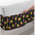 thumbnail image 2 of Floral Bed Skirt, Romantic Rose Bundles Prettily Arranged on Colorful Vertical Stripes, Elastic Bedskirt Dust Ruffle Wrap Around for Bedding Decor, 4 Sizes, Charcoal Grey Multicolor, by Ambesonne, 2 of 2
