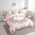 thumbnail image 3 of jejeloiu Girl Personalized Gifts 7-Piece Bedding Comforter Set,Pink Letter C King Bedding Sets,Rustic Flower Floral Bed Sheets For Princess,Lightweight Room Decoration Reversible, 3 of 8