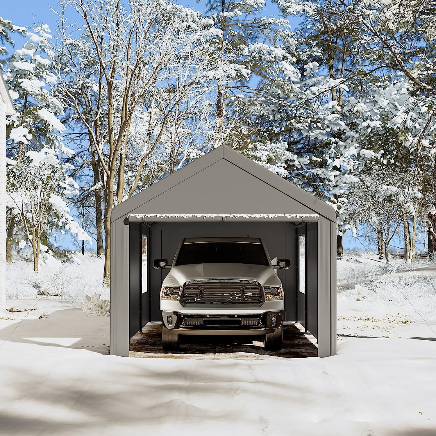 Abba Patio 12' x 20' Storage Shelter Tent, Outdoor Carport for Motorcycle, ATV, Bike or Garden Tools, Gray