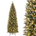 thumbnail image 2 of Costway 9FT Pre-Lit Christmas Tree Hinged Slim Pencil Xmas with 500 LED Lights & 1298 Tips, 2 of 10