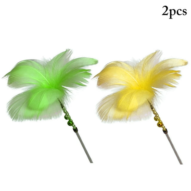 2 Pcs Cat Plume Teaser Interactif Belle Chat Jouet Interactif Chat Teaser Baguette