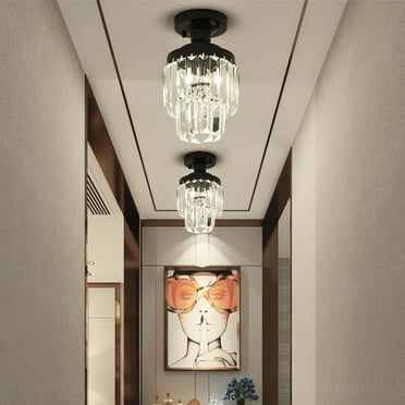 New Year Reset, Dvkptbk Mini Chandelier Crystal Ceiling Light Semi Flush Mount Ceiling Lighting Fixture Modern Crystal Ceiling Lamp