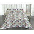thumbnail image 2 of Ambesonne Floral Design Quilted Bedspread Set 3 Pcs, Peony Lilac Pattern, King, Coral Fern Green Cream, 2 of 4