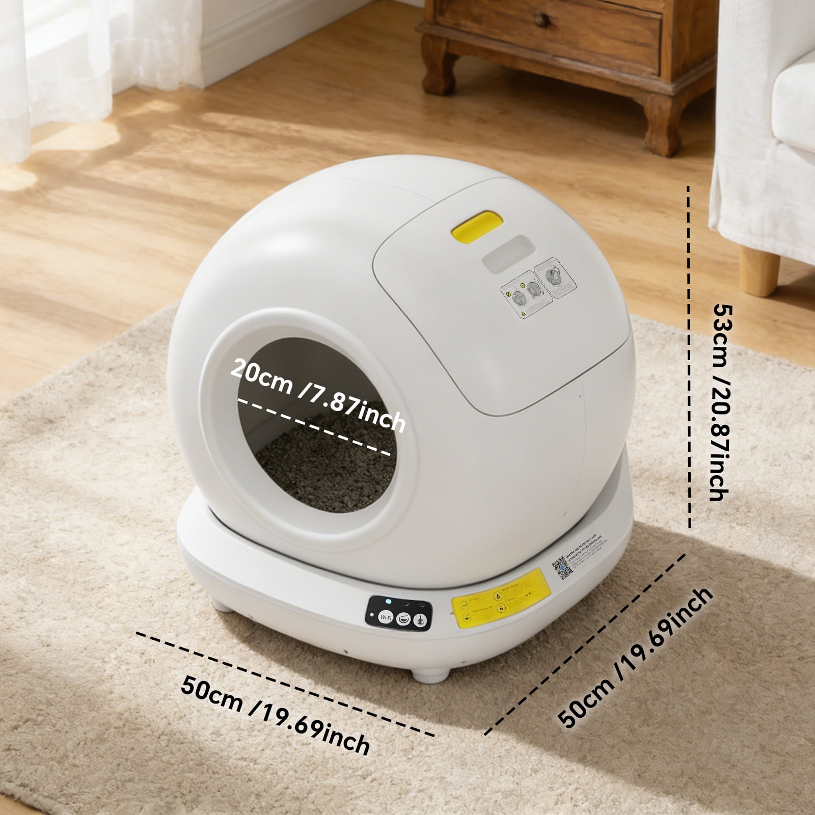 Self-Cleaning Cat Litter Box, 78L Extra Large Open Automatic Cat Litter Box for Multi Cats, Integrated Safety Protection/APP Control/Odor Removal Smart Box