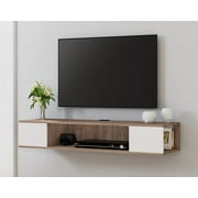 Floating Wall Mounted TV Stand for TVs up to 55", White&Oak
