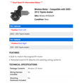 thumbnail image 2 of Window Motor - Compatible with 2005 - 2012 Toyota Avalon 2006 2007 2008 2009 2010 2011, 2 of 2