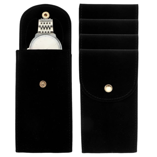 Uxcell 4 Pcs Bolsa de Reloj de Terciopelo, Funda de Viaje para Reloj Portátil, Bolsa de Almacenamiento Suave para Reloj