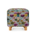 thumbnail image 2 of SCRAWLGOD Flower Pattern Square Ottoman Cover Soft Ottoman Slipcover Thick Stretch Footrest Stool Cover with Elastic Band for Square Storage Ottoman Decor, 2 of 7