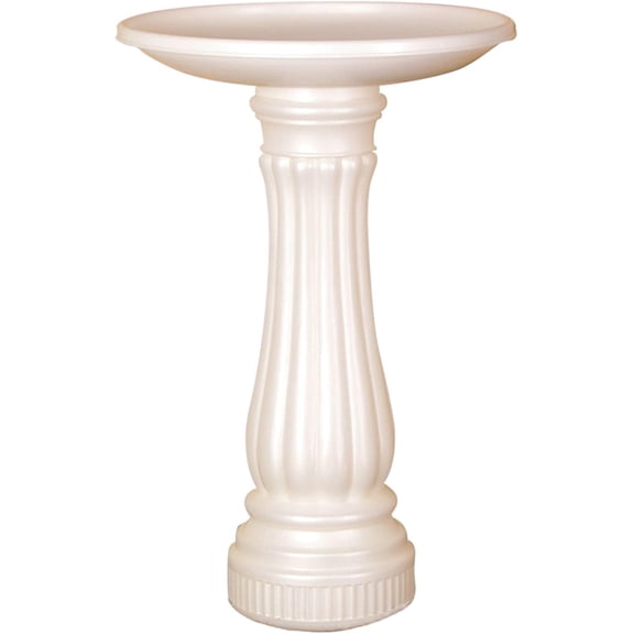 Products Round Outdoor Bird Bath, Fillable Base, 17" D x 25" H, White
