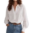 thumbnail image 2 of Women's Long Sleeve Blouse, Casual Top for Daily, Work & Vacation Outfits White XS, 2 of 9