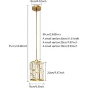 2 Pack Gold Crystal Shade Hanging Kitchen Island Modern Pendant Light, Adjustable Hanging Lamp Fixture for Dining Room, Bar, E26 Socket Dimmable