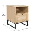 thumbnail image 5 of Flash Furniture Mid-Century Modern Nightstand or End Table with Rattan Accented Drawer, Open Upper Shelf, and Metal Legs in Natural, 5 of 12