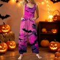 thumbnail image 2 of EANJE Halloween Overalls for Women, Sleeveless Spaghetti Strap Jumpsuit with Pockets, Print Wide Leg Baggy Romper, Adjustable Straps Fall Holiday Party Outfit Purple Pink 2XL, 2 of 6