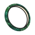 thumbnail image 3 of YFYANG Universal Elastic Tropical Green Leaf Texture Car Steering Wheel Cover, Non-Slip Sweat Absorbent, 3 of 8