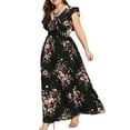thumbnail image 2 of Brnmxoke Summer Dresses for Women 2025 Plus Size Wedding Guest Dress Casual Boho Floral Print Sleeveless V-Neck Maxi Beach Sun Dress Black,XXL, 2 of 8