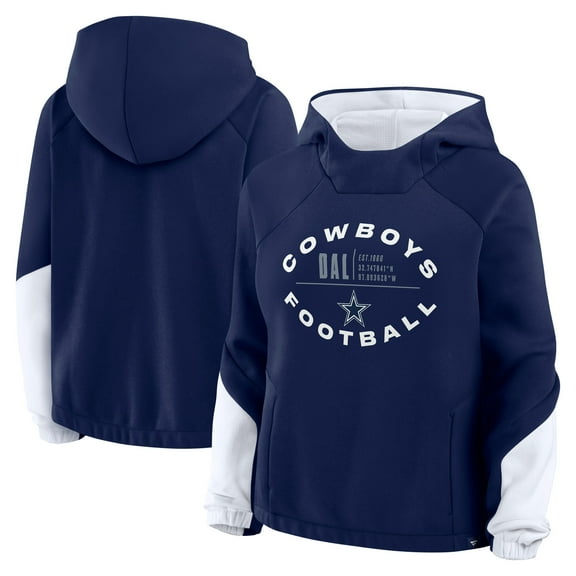 Women's Fanatics Navy Dallas Cowboys Oversized-Redzone Bubble Screen Pullover Hoodie