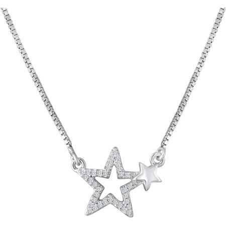 Sterling Silver Little Jewel in Star with Plain Stars Pendant