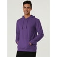 thumbnail image 3 of Unique Bargains Men's Hoodie Sweatshirt Long Sleeves Solid Drawstring Pullover S Bright Purple, 3 of 6