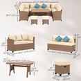 thumbnail image 2 of Khaki 6-Piece Outdoor Wicker Patio Furniture Set with Coffee Table & Cushions - Perfect for Gardens, Patios & Backyards - PE Rattan Conversation Set, 2 of 7