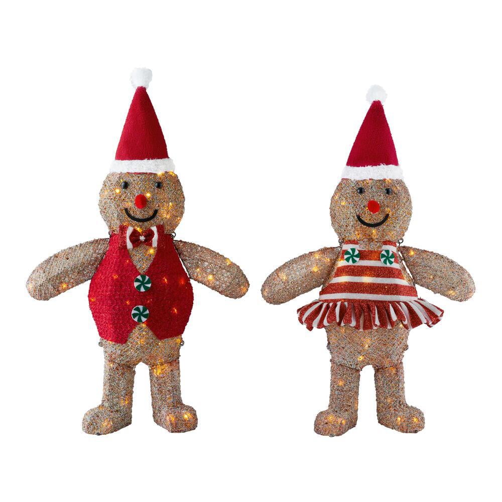 Winter Lane Metal Gingerbread Woman with Color-Changing LED Lights