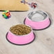 thumbnail image 3 of Juego de 2 cuencos de acero inoxidable rosa con base de goma antideslizante para perros y gatos pequeños (200 ml), 3 of 3