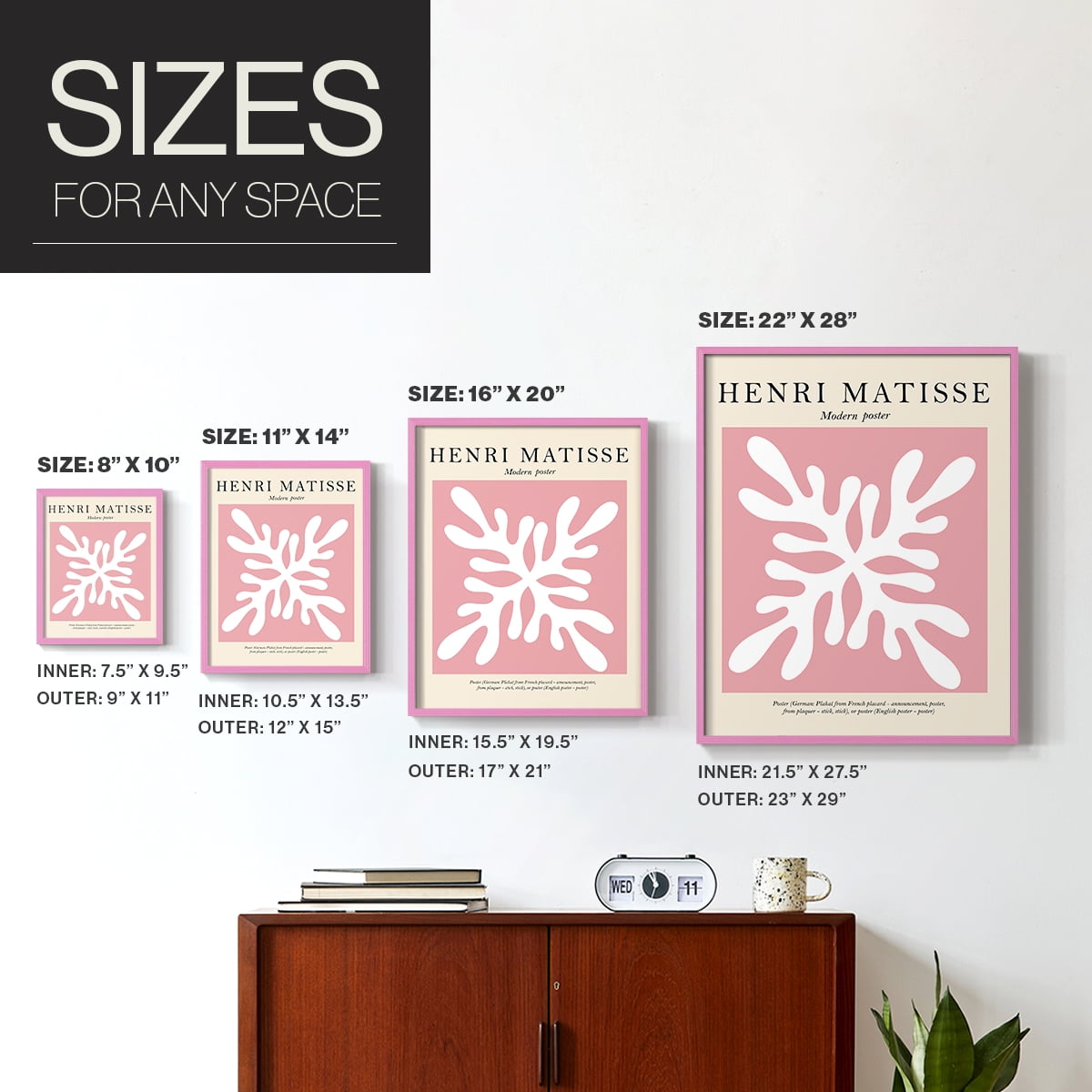 Matisse CXXX Framed Print in Pink Solid Wood 11 x 14 Framed Print