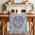 thumbnail image 2 of Table Runner - 72 Inch Long, Blue Purple Boho Kitchen Dining Table Runner Dresser Scarves, Vintage Abstract Art Floral Ethnic Tribe Farmhouse Decor for Coffee Tables Wedding Party Banquet, 2 of 8