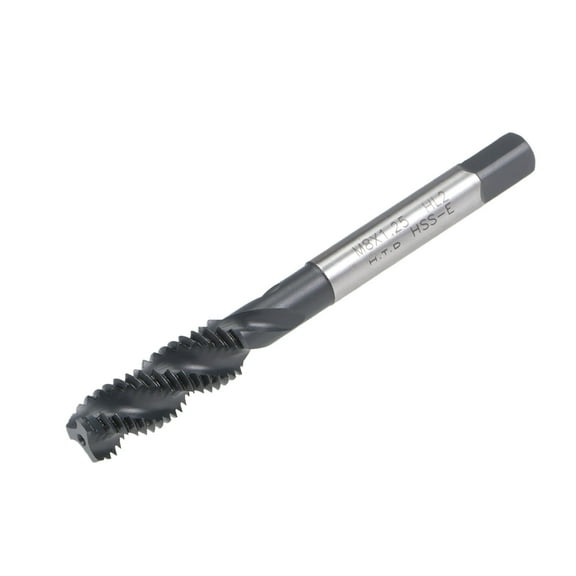 M8 x 1.25 Spiral Flute Thread Tap, Metric Machine Threading Tap HSS Nitriding Coated, Round Shank with Square End