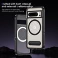 thumbnail image 4 of for Google Pixel 8 Pro Case,[Built-in Invisible Kickstand],Compatible with MagSafe,Military-Grade Drop Protection Double Layer Shockproof Slim Translucent Matte Phone Case,Black+Clear, 4 of 7