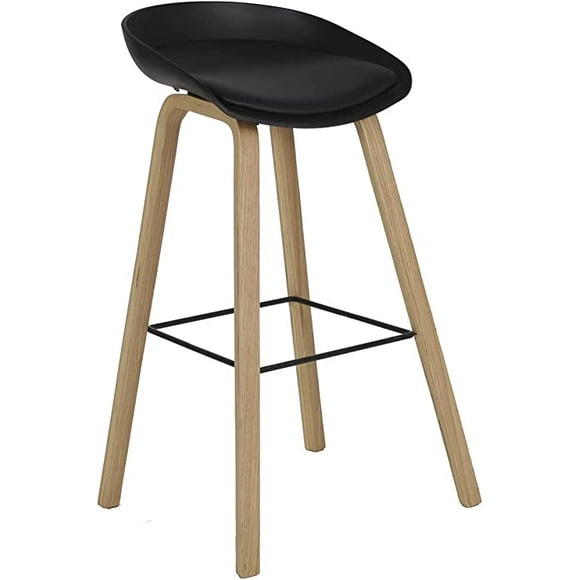 Banco Acojinado Grupo Microtec STL Fijo Minimalista Moderno Barra Cocina Color Negro