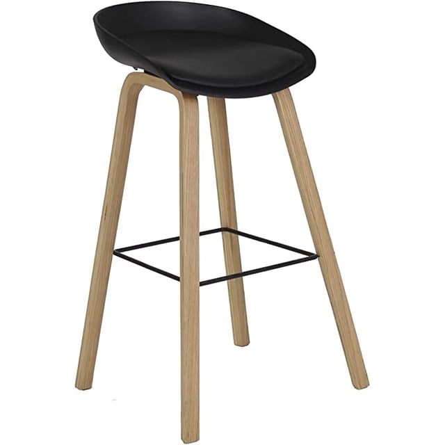 Banco Acojinado Grupo Microtec STL Fijo Minimalista Moderno Barra Cocina Color Negro